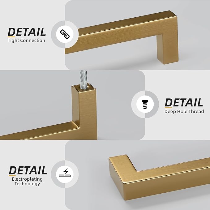 goldenwarm 5 Pack Champagne Gold Cabinet Pulls 3-1/2 Inch Gold Cabinet Handles Champagne Bronze Drawer Pulls Brushed Bronze Drawer Handles Kitchen Dresser Hardware