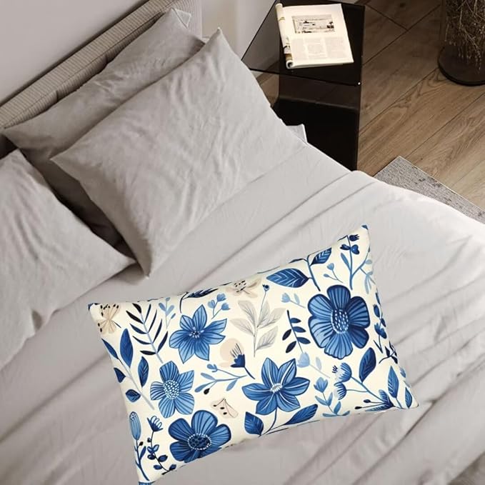 Throw Pillow Covers 16 x 31 Pillow Covers Set of 2 Couch Pillows for Living Room, Blue Throw Pillows with Invisible Zipper, Linen Accent Pillows Decorative Pillows Farmhouse Decor, Scandinavian J334