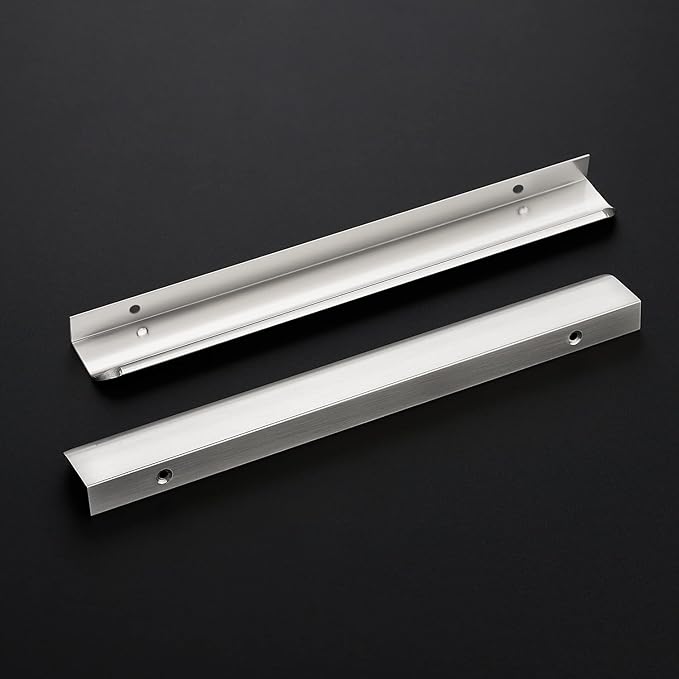 Ravinte Hardware 6 Pack Silver Cabinet Handles, 11.8 Inch (300mm) Finger Edge Pulls, 8.8 Inch Hole Center, Finger Pulls for Cabinets