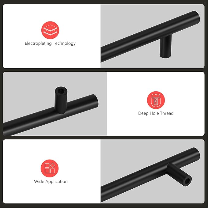 homdiy Black Cabinet Handles 30Pack 6-1/4inch Hole Center Kitchen Drawer Pulls and Knobs Stainless Steel Cabinet Hardware for Bathroom, Cupboard