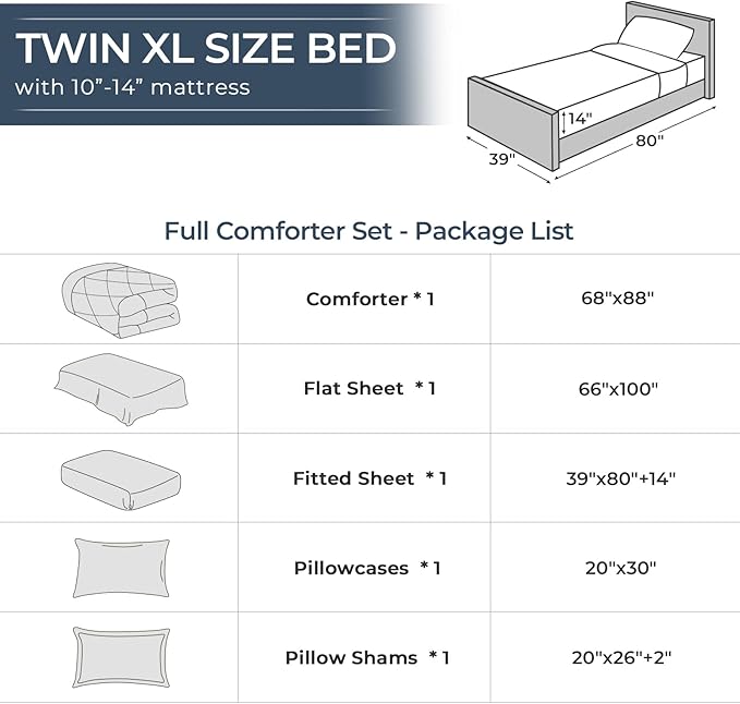 HEVUMYI Terracotta Twin-XL Comforter Set - 5-Piece All Season Bed in a Bag Twin-XL, Ultra Soft Bedding Set with Comforter, Flat Sheet, Fitted Sheet, Pillowcases, Pillow Shams