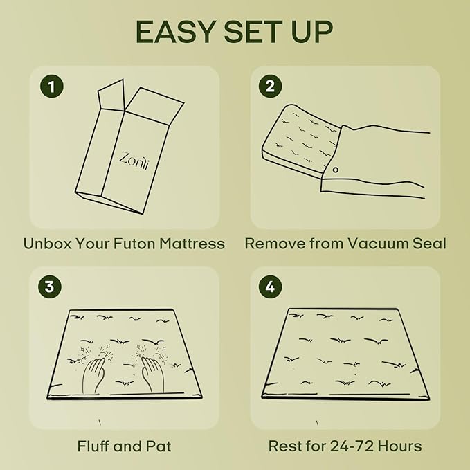 ZonLi Japanese Floor Futon Mattress Twin Size 39"x 80",100% Cotton 2.5'' Thicken Tatami Mattress,Foldable Sleeping Pad,Portable Dormitory Tatami Mat,Roll Up Floor Lounger Bed for Adult (Winter Moss)