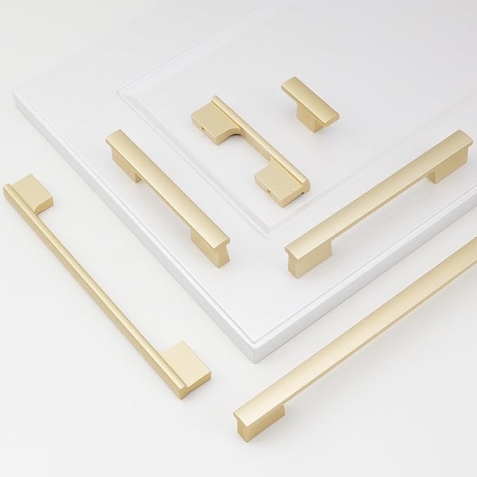 6 Pack Kitchen Cabinet Knobs Brushed Gold Cabinet Knobs Drawer Knobs Solid Kitchen Hardware