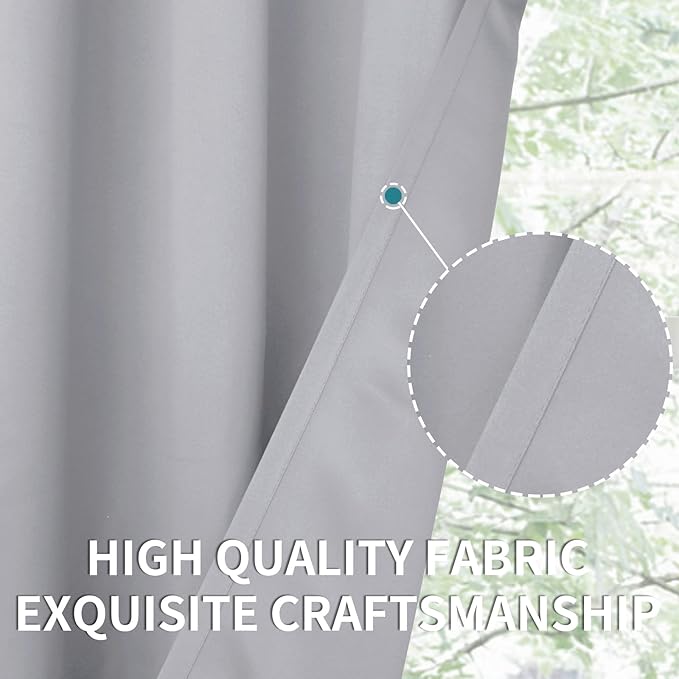 BGment Light Grey Short Blackout Curtains for Small Windows, 38 x 45 Inch Thermal Insulated Tier Set of 2 Panels Sun Blocking Drapes for Kitchen Bedroom