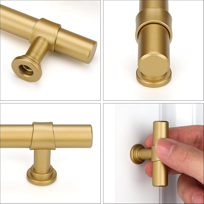 LONTAN 35 Pack Gold Cabinet Knobs Matte Gold Kitchen Cabinet Knobs for Dresser Drawers Brushed Gold T-bar Hardware for Dresser Bathroom