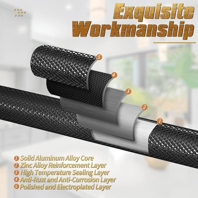 Knurled Cabinet Pulls 2 Pack, 6 Inch Long Cabinet Handles Metal Door Pulls, Kitchen Drawer Pull Knurled Dresser Handles - 5" Hole to Hole, Black & Gold