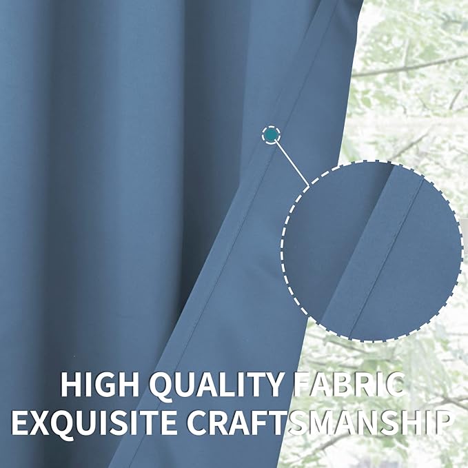 BGment Blackout Curtains for Bedroom - Grommet Thermal Insulated Room Darkening Curtains for Living Room, Set of 2 Panels (42 x 72 Inch, Faded Denim)