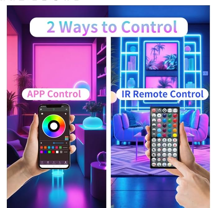 Led Lights for Bedroom 300FT (3 Rolls of 100ft), Color Changing RGB Led Strip Lights with 60 Keys Remote and App Control, Music Sync Led Lights for Room Kitchen Party Home Decor