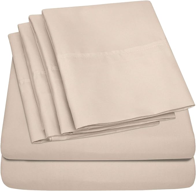 Twin XL Size Bed Sheets - 4 Piece 1500 Supreme Collection Fine Brushed Microfiber Deep Pocket Twin X-Large Sheet Set Bedding - 1 EXTRA PILLOW CASES, GREAT VALUE, Twin XL, Beige