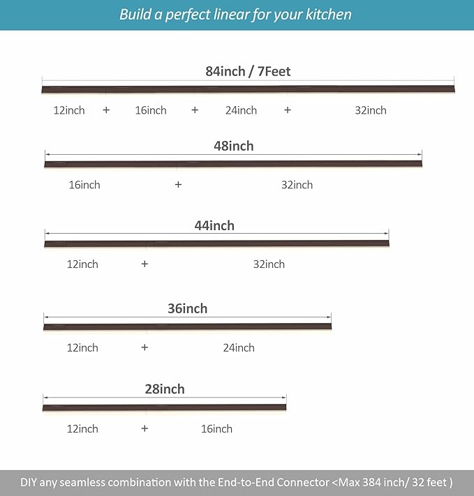 Under Cabinet Lighting Plug in, 24 Inch 1 Pc, Linkable AC120V 3CCT 3000K/4000K/5000K Ultra Slim, LED Under Cabinet Lights for Counter Light, Kitchen, Shelf, Sink, Workshop, Desk, Bronze