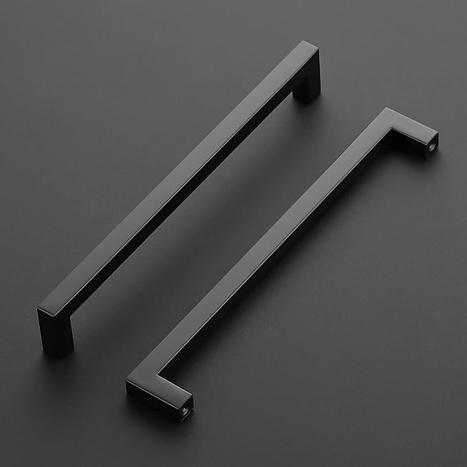 Ravinte 15 Pack Black Cabinet Pulls 8-4/5 Inch Square Kitchen Cabinet Handles Matte Black Kitchen Hardware for Drawer Pulls Drawer Handles Come with Screwdriver