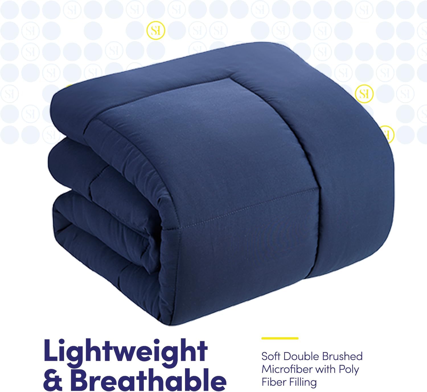 Sweet Home Collection 5 Piece Comforter Set Bag Solid Color All Season Soft Down Alternative Blanket & Luxurious Microfiber Bed Sheets, Navy, Twin (Pack of 4)