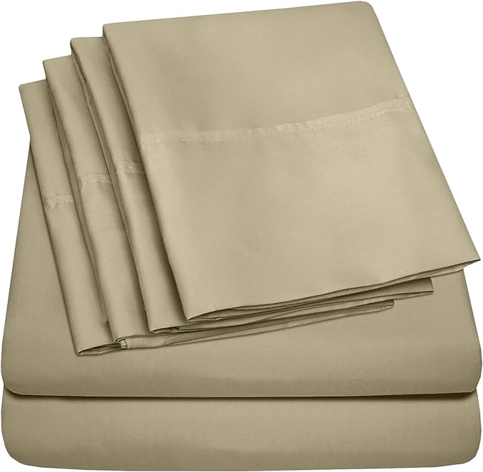 Sweet Home Collection 6 Piece 1500 Supreme Collection Brushed Microfiber Deep Pocket Sheet Set-2 Extra Pillow Cases, Great Value, Split King, Sage