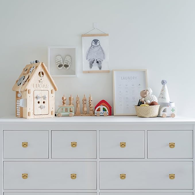 4PCS Wooden Pig Shaped Cabinet Knobs, Cabinet Handles, Single Hole Beech Wood Handles, Wood Hooks with Full Set of Screw Accessories