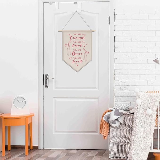 Inspirational Gifts for Women Pink Room Decor for Girls Pink Wall Decor Bedroom Playroom Wall Art Decorations, Boho Twin Sign, Siblings Room Hanging Pennant Flag Banner