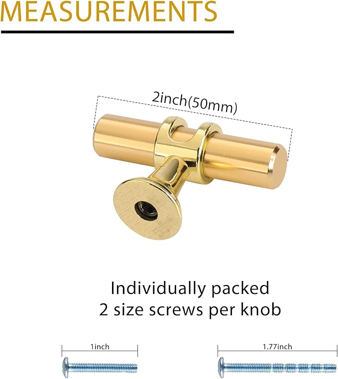 LONTAN 50 Pack Brushed Brass Cabinet Knobs Gold Dresser Knobs