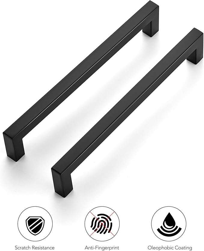 Ravinte 1 Pack 7-1/2 Inch Kitchen Square Cabinet Handles Matte Black Pulls Black Drawer Pulls Kitchen Cabinet Hardware for Cupboard Drawer Handles