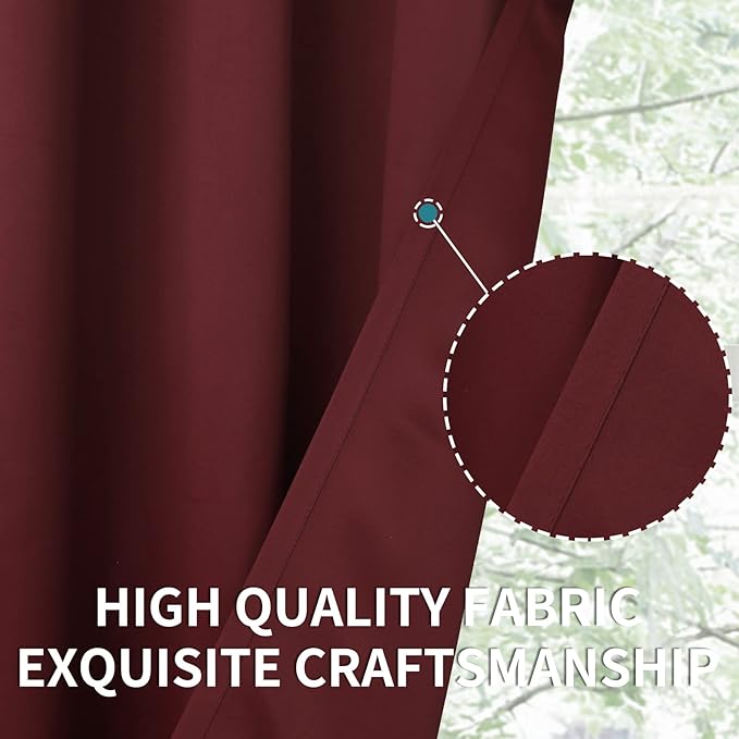 BGment Blackout Curtains for Bedroom - Grommet Thermal Insulated Room Darkening Curtains for Living Room, Set of 2 Panels (38 x 54 Inch, Burgundy)