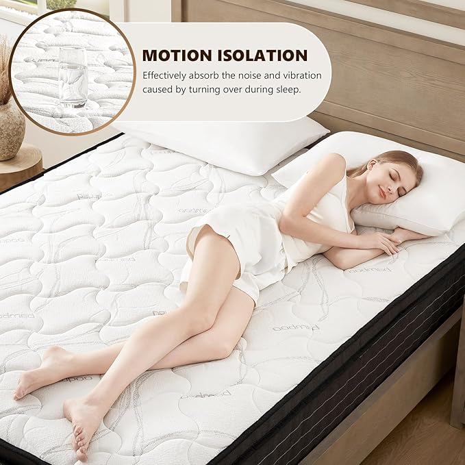 Full Size Mattress 12 Inch Hybrid Mattress in a Box with Bamboo Cover - Memory Foam Mattress with Memory Foam and Pocket Springs - Medium Firm Mattress with Pressure Relief