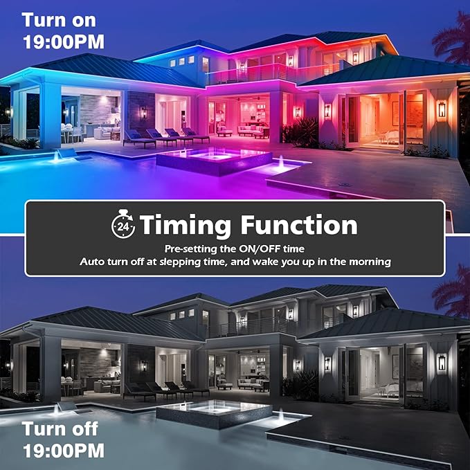 FBZ 60Ft Outdoor Waterproof LED Strip Lights,Music Sync RGB IP65 Led Lights with App Control and Remote,Color Changing Waterproof Led Rope Lights for Outdoor,Balcony,Roof,Garden,Stairs Party (60FT)