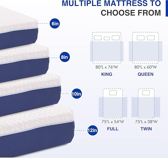 10 Inch Twin Size Mattress, Gel Cooling Memory Foam Mattress in A Box, Medium Firm Feel for Back Pain Relief, CertiPUR US Certified