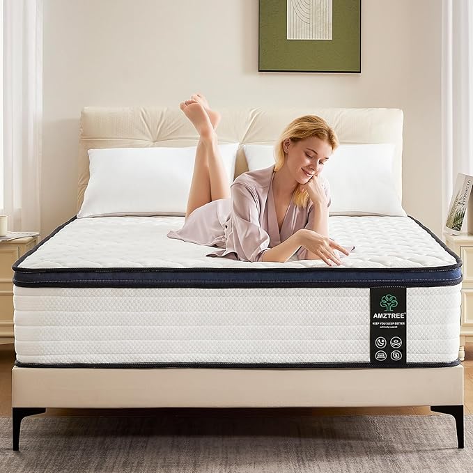 Queen Mattress 12 Inch Mattress Queen Size - Memory Foam & Pocket Coils Springs, Pressure Relief, Medium Firm Comfort, Motion Isolation, Ideal for All Sleep Positions, CertiPUR-US Certified