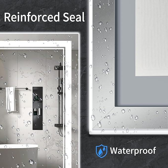 60"x36" LED Bathroom Mirror with Anti-Fog, Stepless Dimmable Lights, 3 Color Modes, Shatter-Proof Tempered Glass, Memory Function & Waterproof Design