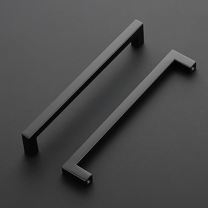 Ravinte 25 Pack Black Cabinet Pulls 8 Inch Square Kitchen Cabinet Handles Matte Black Kitchen Hardware for Drawer Pulls Drawer Handles Come with Screwdriver