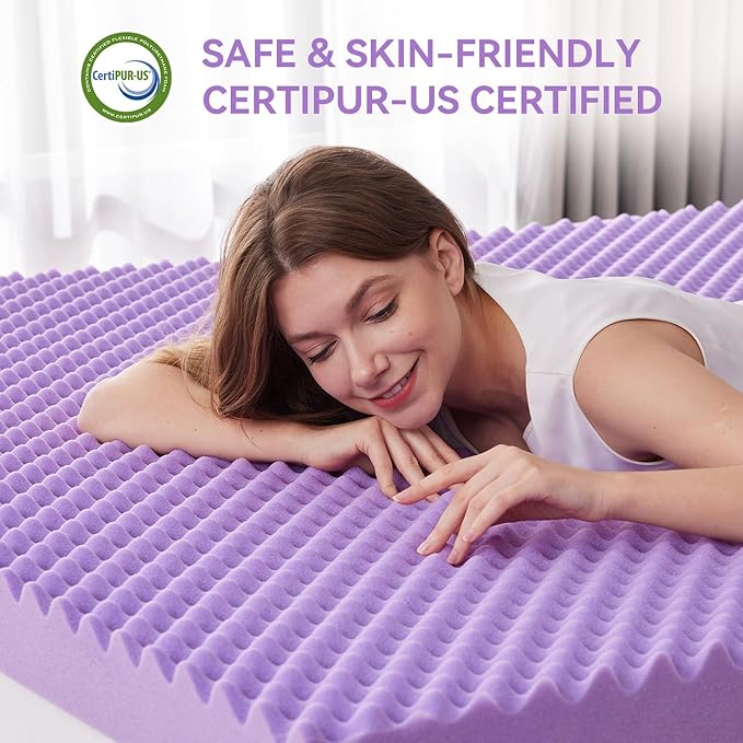 SINWEEK 3 Inch Egg Crate Memory Foam Mattress Topper Queen Size, Soft Mattress Pad for Back Pain Relief, Bed Topper, CertiPUR-US Certified