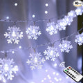 Christmas Snowflake String Lights, 20 FT 40 LED Battery Operated Fairy Lights with Remote, 8 Modes Timer Hanging Decor for Bedroom Patio Party Wall Indoor Outdoor Xmas Tree Decorations Cool White