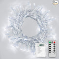2 Pack 36ft 100 LED Battery Operated String Lights with Remote Timer Waterproof 8 Modes String Lights for Bedroom, Garden, Easter, Party, Christmas Indoor and Outdoor Decorations -Cool White
