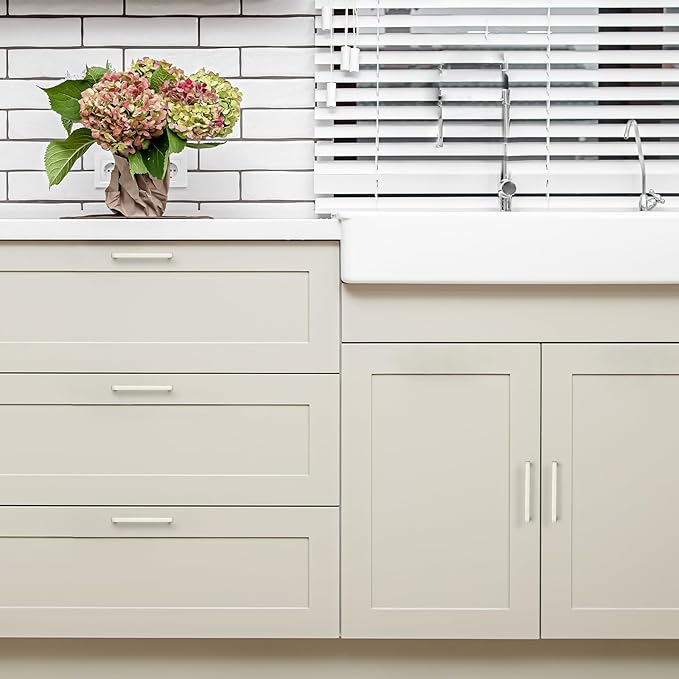 Ravinte 15 Pack Solid 4 Inch Center to Center Slim Square Bar Drawer Handles Kitchen Cabinet Handles Brushed Nickel Drawer Pulls Kitchen Cabinet Hardware Kitchen Handles Cabinet Pulls