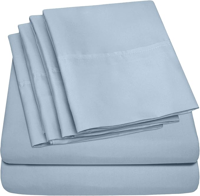 Twin XL Size Bed Sheets - 4 Piece 1500 Supreme Collection Fine Brushed Microfiber Deep Pocket Twin X-Large Sheet Set Bedding - 1 EXTRA PILLOW CASES, GREAT VALUE, Twin XL, Misty Blue