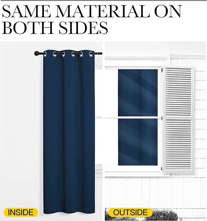 NICETOWN Bedroom Curtain Panels Blackout Draperies, Thermal Insulated Solid Grommet Blackout Curtains/Drapes (Moroccan Blue, 1 Pair, 34 by 45-inch)