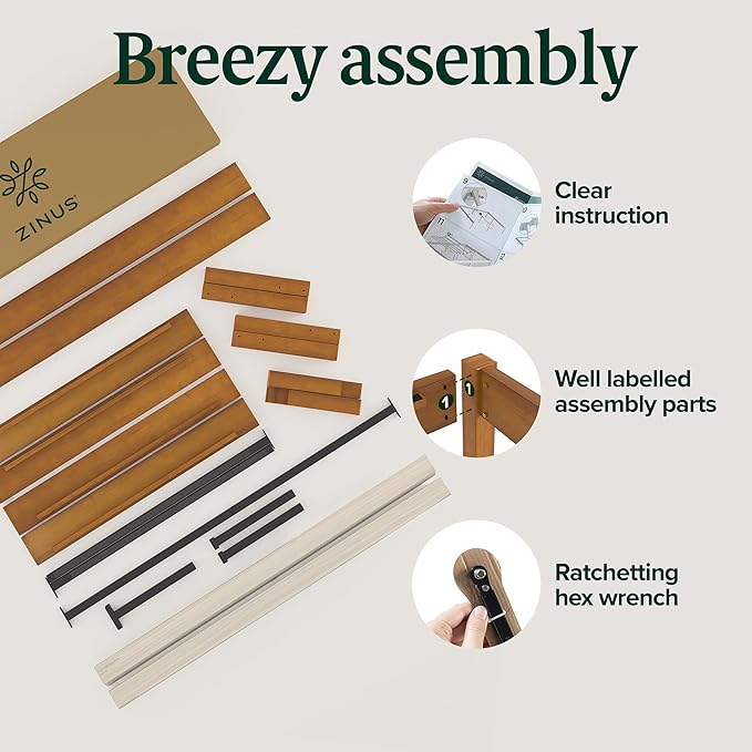 ZINUS Ellie 14 Inch Full Bamboo Platform Bed Frame, Wood Slat Support, No Box Spring Needed, Easy Assembly, Brown