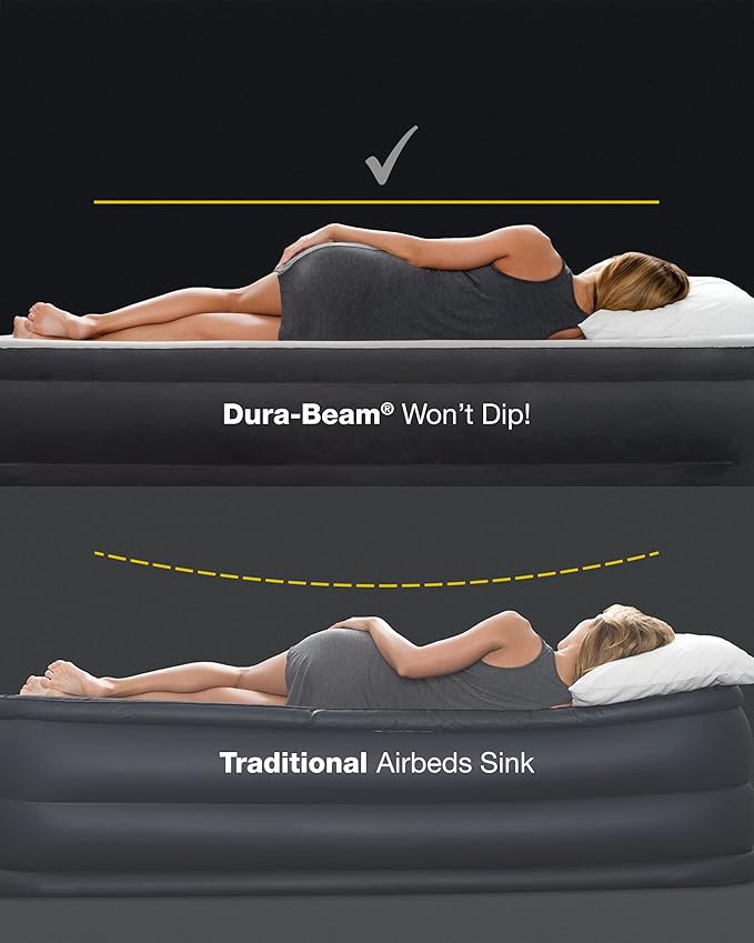 Intex 64107E Dura-Beam Standard Prestige Air Mattress: Fiber-Tech - Twin Size - 10in Bed Height - 300lb Weight Capacity - Pump Sold Separately