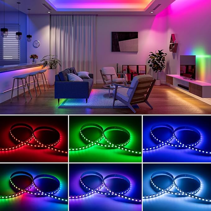 BTF-LIGHTING WS2812B IC RGB 5050SMD Pure Gold Individual Addressable LED Strip 16.4FT 300LED 60Pixel/m Flexible Full Color IP67 DC5V for DIY Chasing Color Project(No Adapter or Controller)