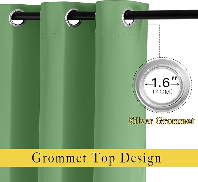 NICETOWN Forest Green Blackout Doorway Curtains 80 inches Long, Grommet Light Blocking Window Treatments Sound Reducing Privacy Drapes for Living Room/Bedroom, 2 Panels, W46 x L80