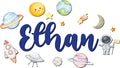 Custom Nursery Name Sign with Themed Decor Kit | Personalized Wooden Wall Art for Baby, Kids Room | Space, Jungle, Circus, Under the Sea, Woodland, Rainbow (10", Space)
