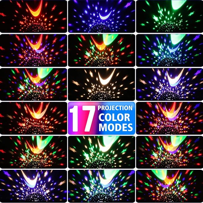 Star Projector Night Lights for Kids, Fun Gifts for 1-4-6-14 Year Old Girl and Boy, Projection Lamp for Kids Bedroom Ceiling, Stars and Moon for Child Asleep Peacefully (White)