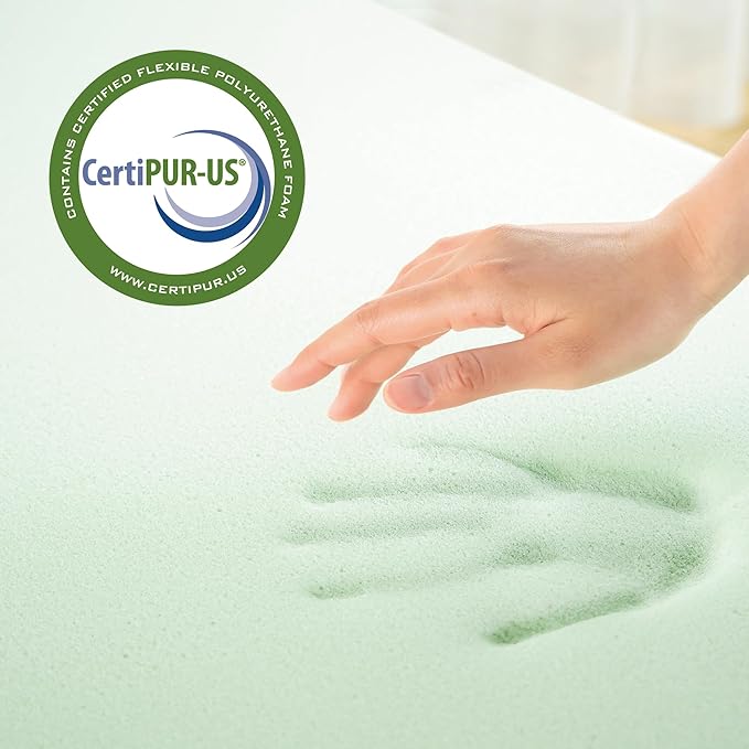 ZINUS 4 Inch Green Tea Memory Foam Mattress Topper, Smaller, More Convenient WonderBox Packaging, Pressure-Relieving Layers, CertiPUR-US Certified, Full