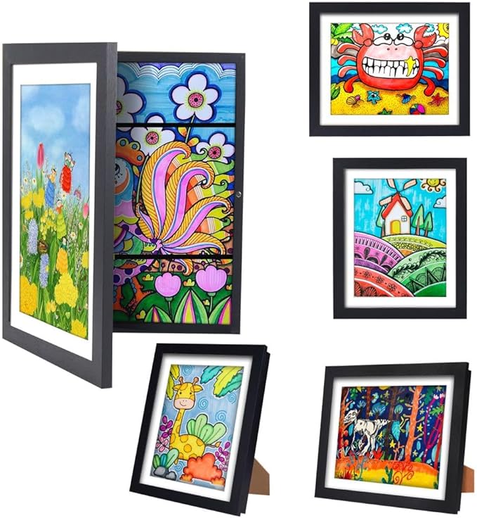 3-Pack Kids Artwork Frames Changeable - Kids Art Frame,Artwork Frames for Kids Art,Children Art Projects Kids Art Frames,8.5x11 Picture Frame for Display Kid Art work,With Storage(White)