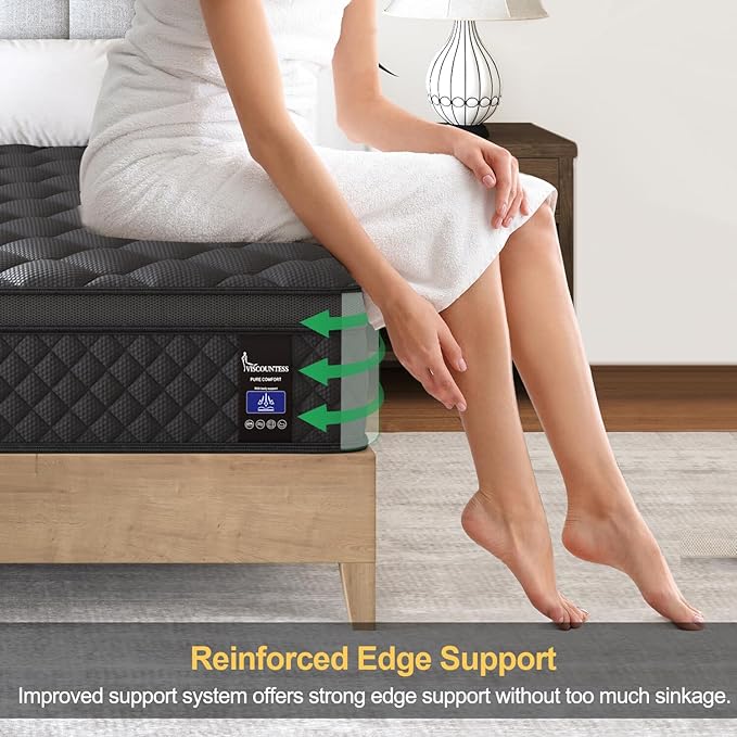King Mattress, 10 Inch Hybrid Mattresses Euro Top Medium Firm for Back & Lumbar Support, 100 Night Trial, Individual Pocket Spring Bed for Motion Isolation & Pressure Relief