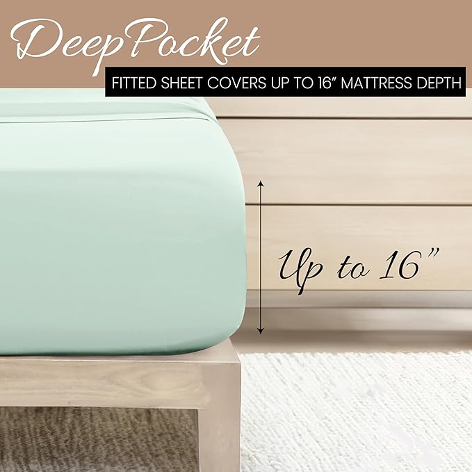 Linen Market Double-Brushed Microfiber Twin Sheet Set 3 Piece – Oeko-TEX Certified Ultra Soft & Wrinkle-Free - 16" Deep Pocket Sheets - Easy Care Twin Size - Mint