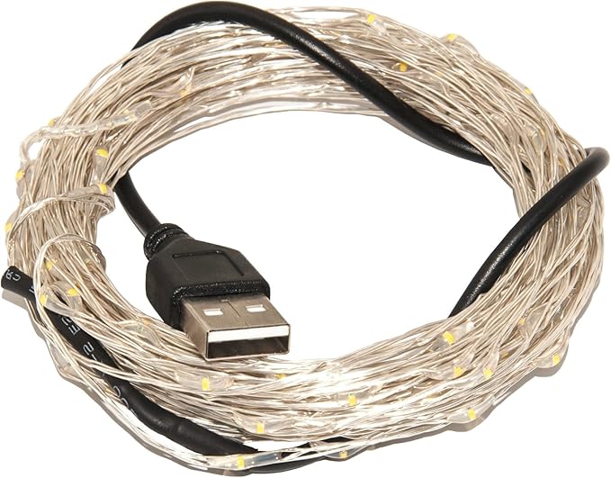 Karlling USB Plug in LED Fairy Lights,50 LED Bulbs 16 Ft Silver Wire Starry String Lights for Bedroom Patio Garden Party Wedding Commercial Lighting (Red)