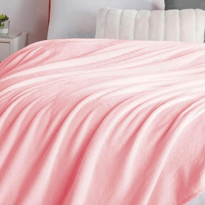 Walensee Fleece Blanket Plush Throw Fuzzy Lightweight (Throw Size 50x60 Pink) Super Soft Microfiber Flannel Blankets for Couch, Bed, Sofa Ultra Luxurious Warm and Cozy for All Seasons