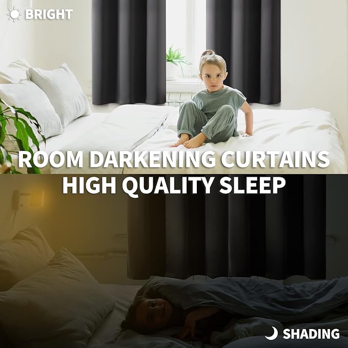 BGment Blackout Curtains - Grommet Thermal Insulated Room Darkening Bedroom and Living Room Curtain, Set of 2 Panels (42 x 84 Inch, Dark Grey)