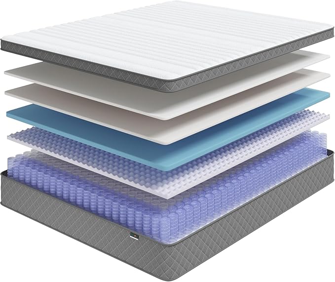 PurrJoys Twin Mattress, 12 Inch Hybrid Twin Size Mattress with Cooling Gel Memory Foam and Pocket Springs, CertiPUR-US Certified, Medium Firm