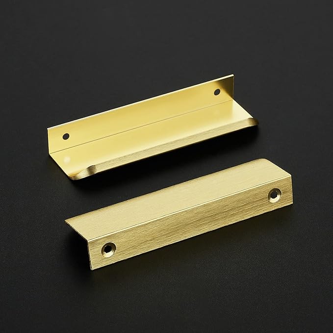 Ravinte Hardware 30 Pack Gold Cabinet Handles, 4.75 Inch (120mm) Finger Edge Pulls, 3.75 Inch Hole Center, Finger Pulls for Cabinets