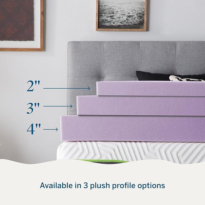 LUCID 3 Inch Lavender Infused Memory Foam Mattress Topper, Full Size – Ventilated Design – Pressure Relieving Bed Topper - Mattress Pad – CertiPur Certified